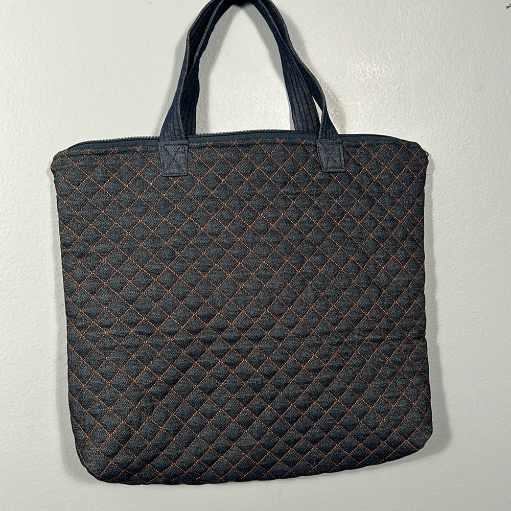Denim Quilted Large Carry on tote bag navy